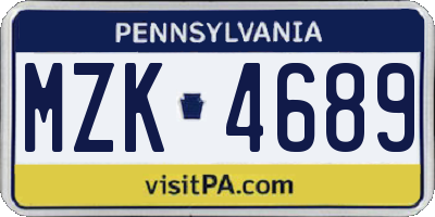 PA license plate MZK4689