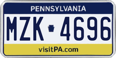 PA license plate MZK4696