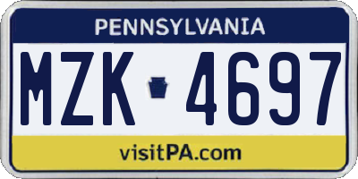 PA license plate MZK4697