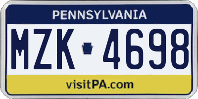 PA license plate MZK4698