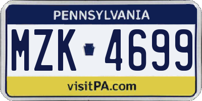 PA license plate MZK4699
