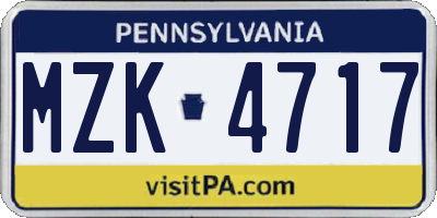 PA license plate MZK4717