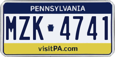 PA license plate MZK4741