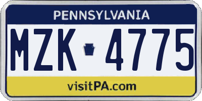 PA license plate MZK4775