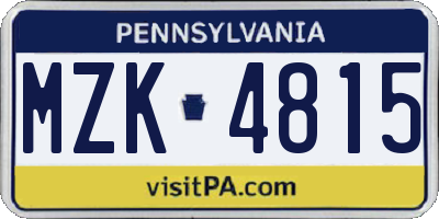 PA license plate MZK4815