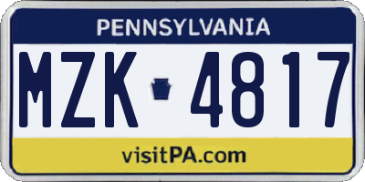 PA license plate MZK4817