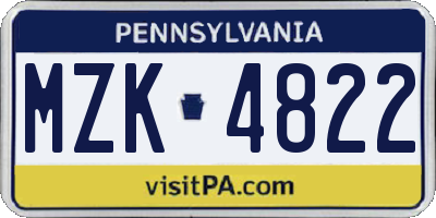 PA license plate MZK4822
