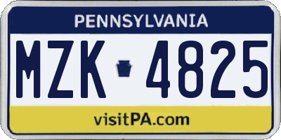 PA license plate MZK4825