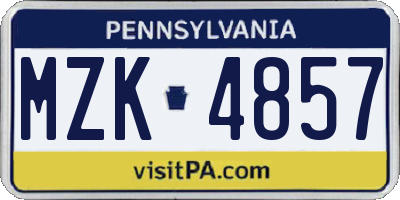 PA license plate MZK4857