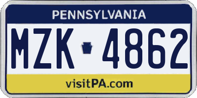 PA license plate MZK4862