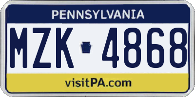 PA license plate MZK4868