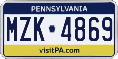 PA license plate MZK4869