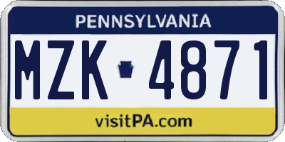 PA license plate MZK4871