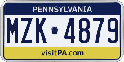 PA license plate MZK4879