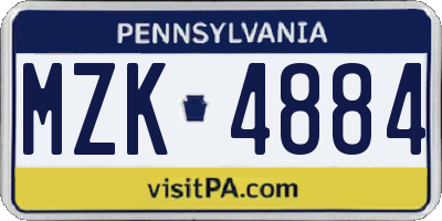 PA license plate MZK4884
