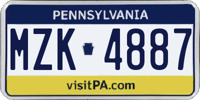 PA license plate MZK4887