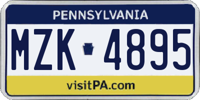 PA license plate MZK4895