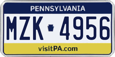 PA license plate MZK4956