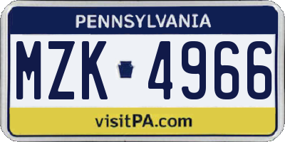 PA license plate MZK4966