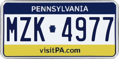 PA license plate MZK4977