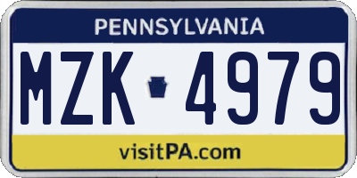 PA license plate MZK4979