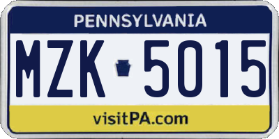 PA license plate MZK5015