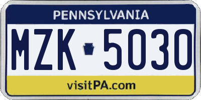 PA license plate MZK5030