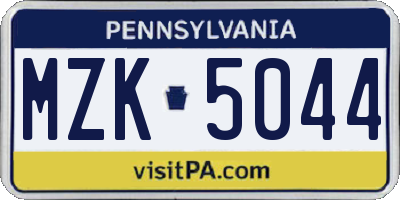PA license plate MZK5044