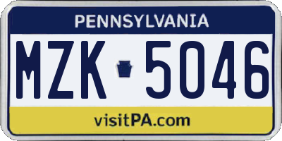 PA license plate MZK5046