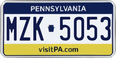 PA license plate MZK5053