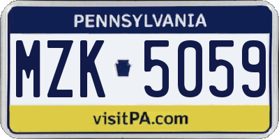 PA license plate MZK5059