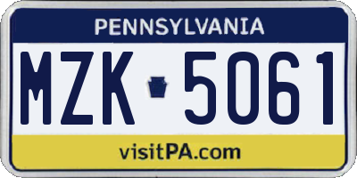 PA license plate MZK5061