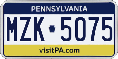 PA license plate MZK5075