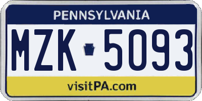 PA license plate MZK5093