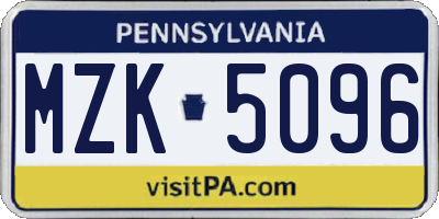 PA license plate MZK5096
