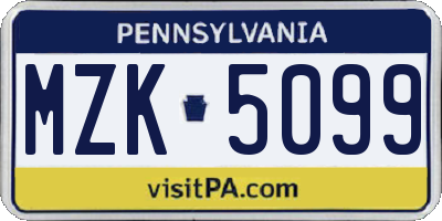PA license plate MZK5099