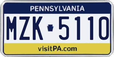 PA license plate MZK5110