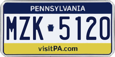 PA license plate MZK5120