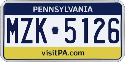 PA license plate MZK5126