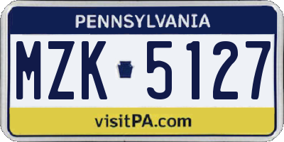 PA license plate MZK5127