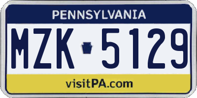 PA license plate MZK5129