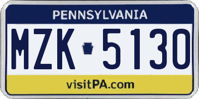 PA license plate MZK5130