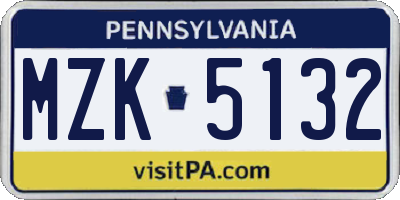 PA license plate MZK5132