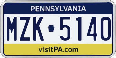PA license plate MZK5140