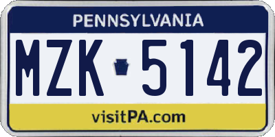 PA license plate MZK5142