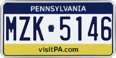 PA license plate MZK5146