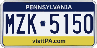 PA license plate MZK5150