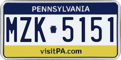 PA license plate MZK5151