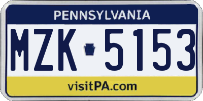 PA license plate MZK5153
