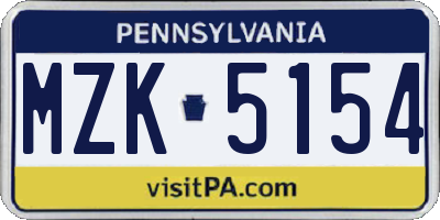 PA license plate MZK5154